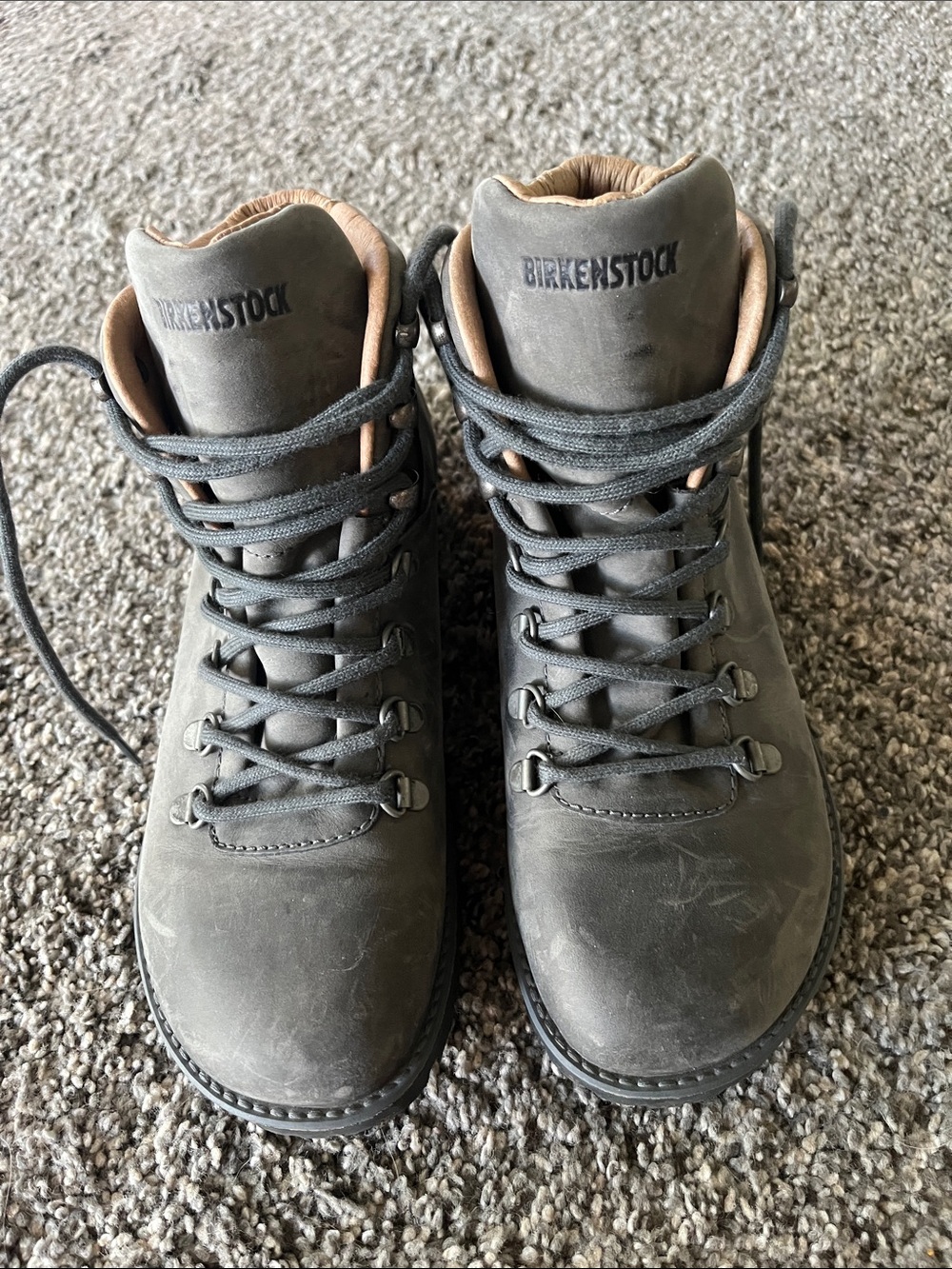 Birkenstock Leather Ankle Boots Gray Lace Up Casual Hiking Shoes EU 40 US 9-9.5